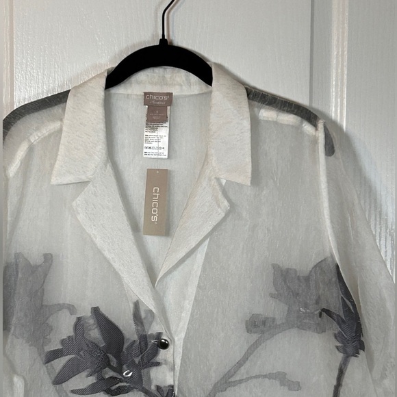 Chico's Jacquard Duster Gray Floral 16/18 - Picture 3 of 10